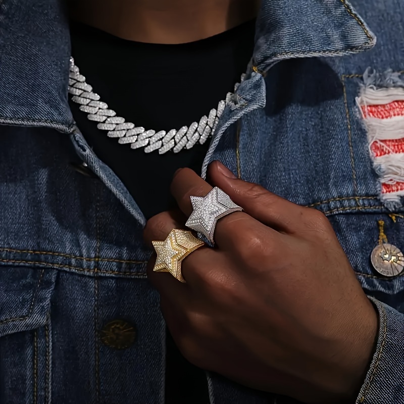 1pc iced cz simulated rappers star Temu