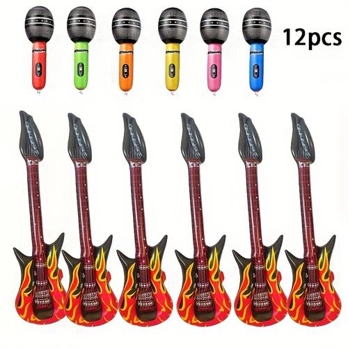 rock party inflatable set guitar microphone theme parties music festivals and birthday celebrations music party decoration props