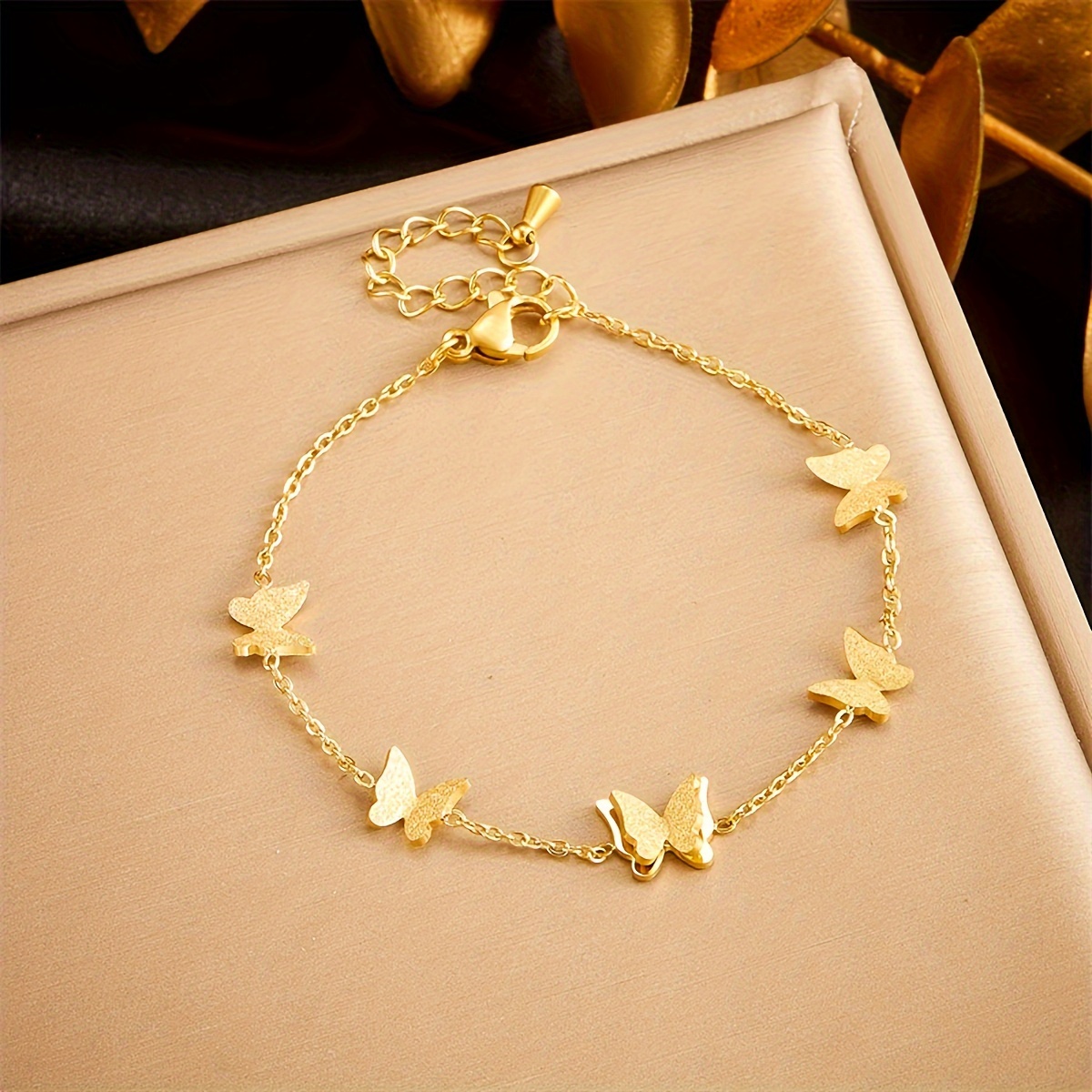 

Plated Stainless Steel Butterfly Bracelet, Preppy Style Chain With Delicate Butterfly Charms, No Mosaic Material, Versatile Daily & Gift Wear Accessory For All Seasons