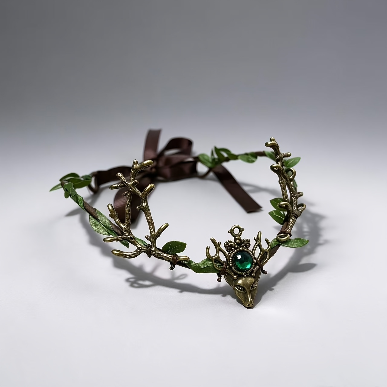 TEMU 1pc 2pcs Handmade Adjustable Retro Forest Fairy Crown With Antler-like Horn Decorations - Exquisite Leaf And Vine Design, Suitable For