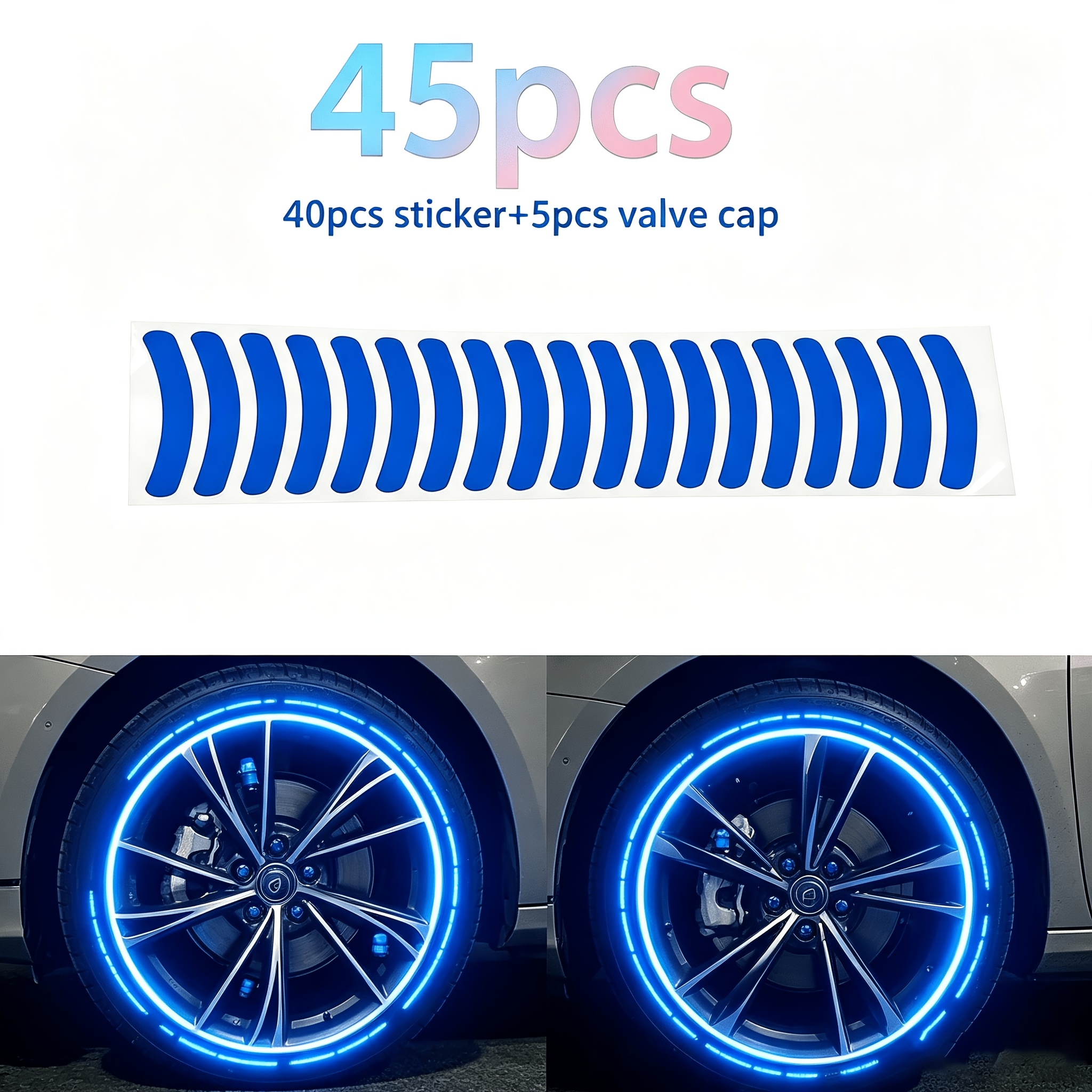 TEMU Kit de modification de sécurité pour cyclisme de nuit 45 pièces, 40 feuilles d'autocollants réfléchissants adhésifs haute visibilité pour jantes