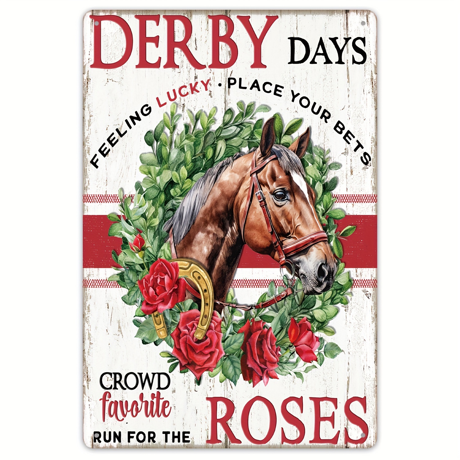 

1pc Vintage Metal Sign, Horse Metal Sign, Kentucky Derby Run For The Roses Metal Sign,metal Sign For Kentucky Derby Day's Decor(20*30cm)