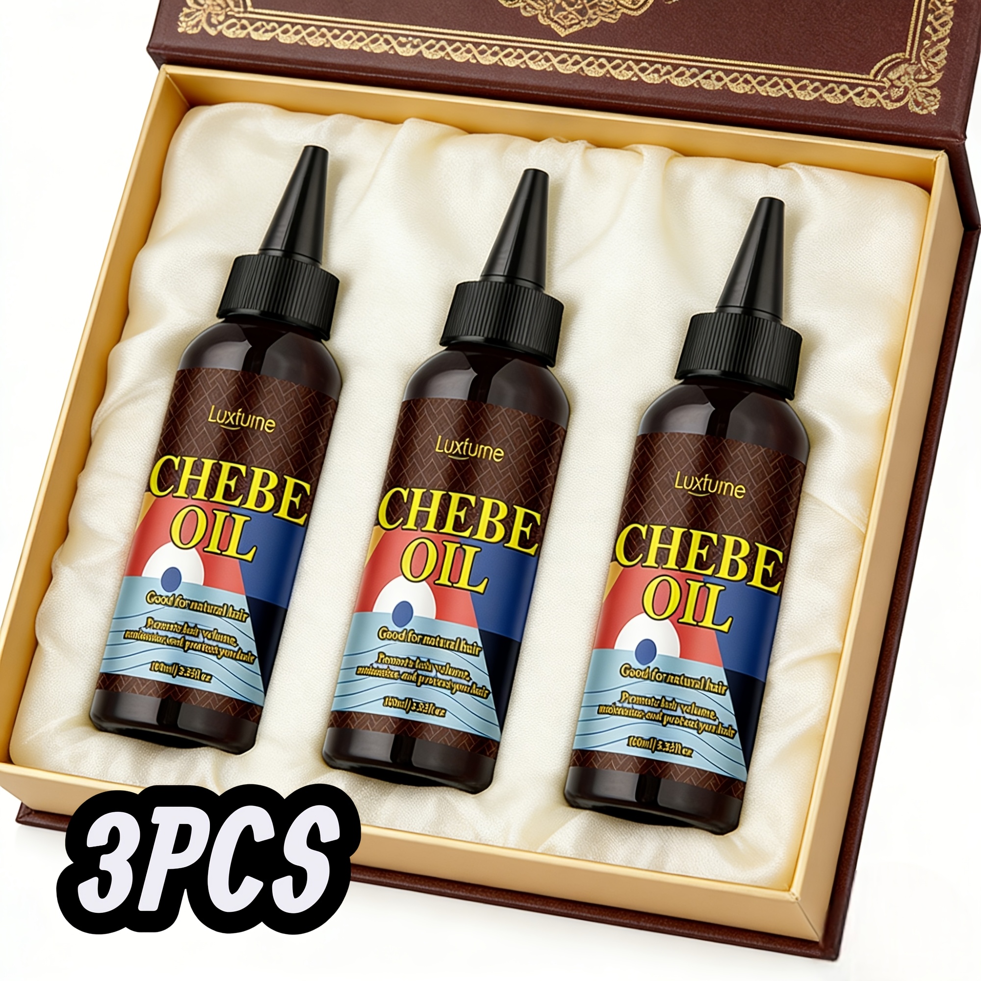 TEMU [local Stock Bulk Pack] Hair Oil Set 3pcs 100ml Each - Made With Powder, Deep Nourishing, Repairs Dry And Damaged Hair, , Helps Prevent Split