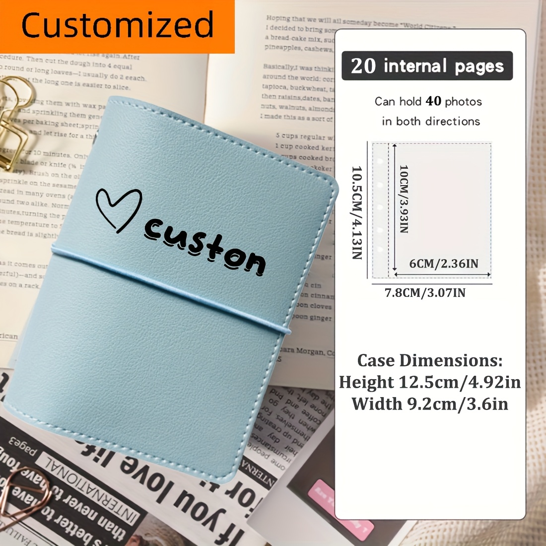 TEMU Customizable Mini Polaroid Soft Leather , 20 Sheets, 40 Pages, Refillable With A 5-ring Transparent Photo Card Binder. Portable With Photos,