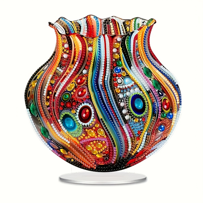 

1 vase mosaïque acrylique 5D, décor à motif floral irrégulier, ornement sur le thème des fêtes, idéal pour , , à coucher, - Cadeau de Noël dans une