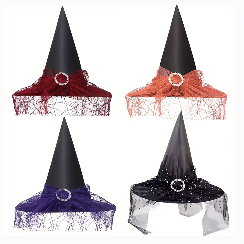 

Halloween Hat With Lace Veil - Black Oxford Fabric, Cosplay & Themed Parties