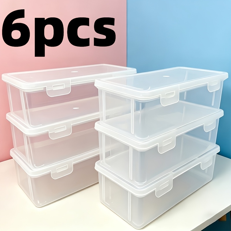 6pcs transparent storage for boxes storage bins office supplies storage boxes packaging pencil storage boxes ideal christmas and halloween gifts home storage table and drawer organizers