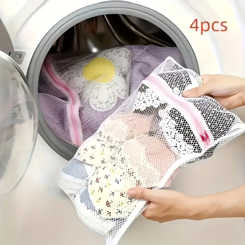 4pcs mesh laundry bag - with zippered wash protector for delicate clothing,  lingerie & pants, polyester mesh design, machine washable, prevent tangling  & damage, laundry bags - home & kitchen - Temu