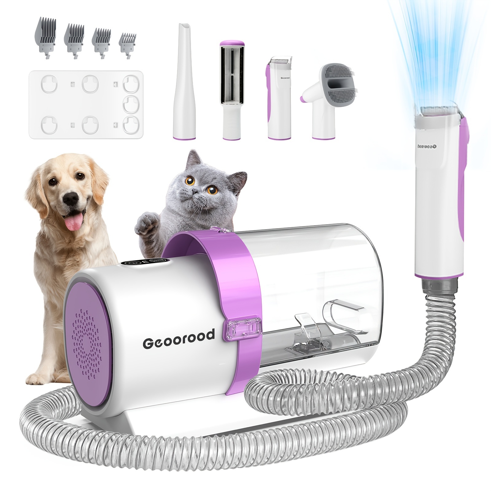 

1pc Pet Grooming Kit And , 2.5l Cup, , Includes Multiple Attachments And Brushes For