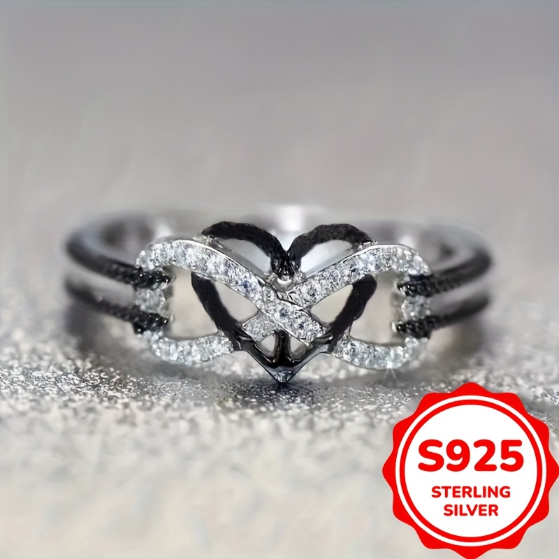 

Elegant 925 Sterling Silver Infinity Heart Ring With Cubic Zirconia For Women, Wedding & Engagement - 2.8g, Jewelry Gifts