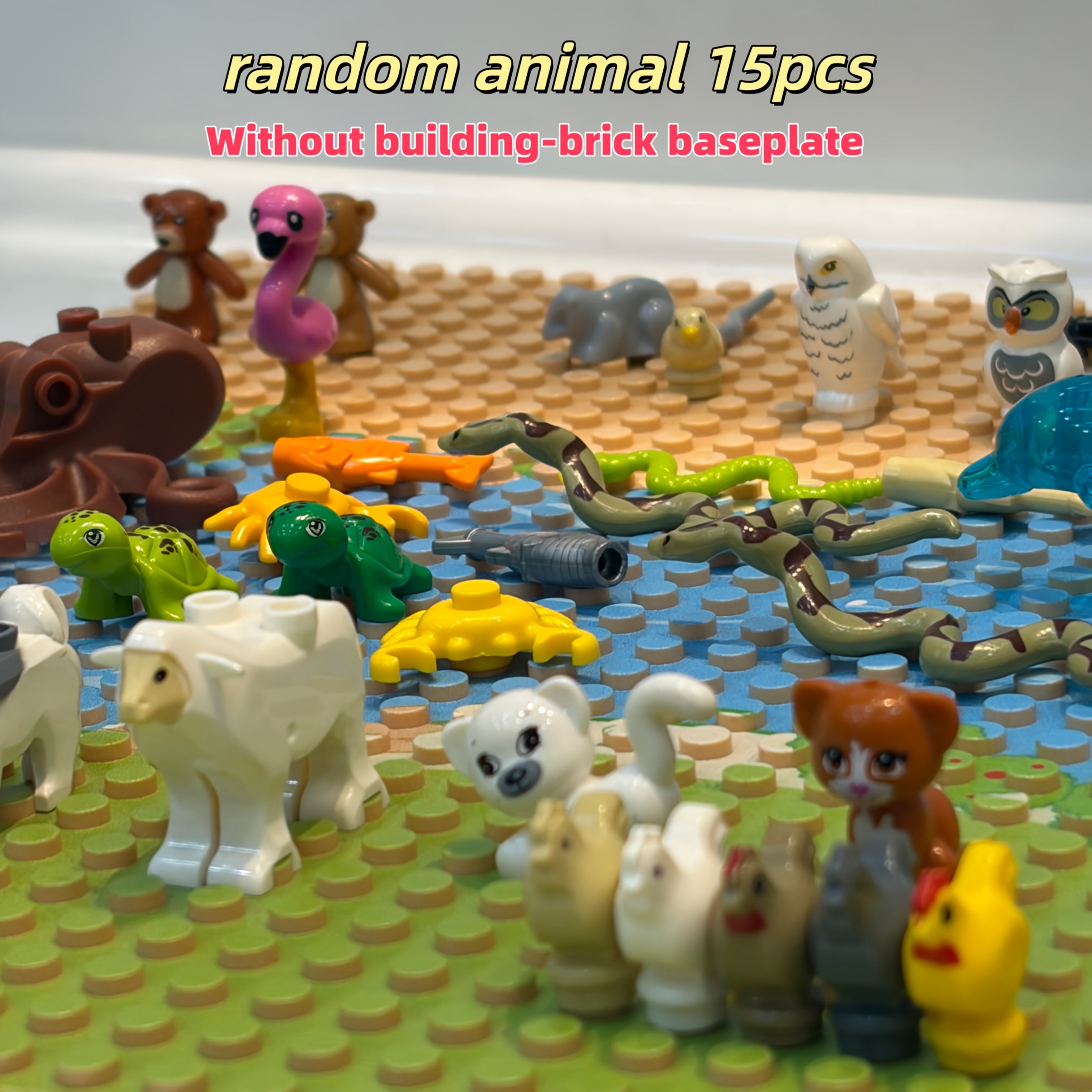 Random 15pcs Fun Animal Building Block Additions Toys, Compatible With Building Block Accessory Scenes, Perfect Birthday Gift And Christmas Gift