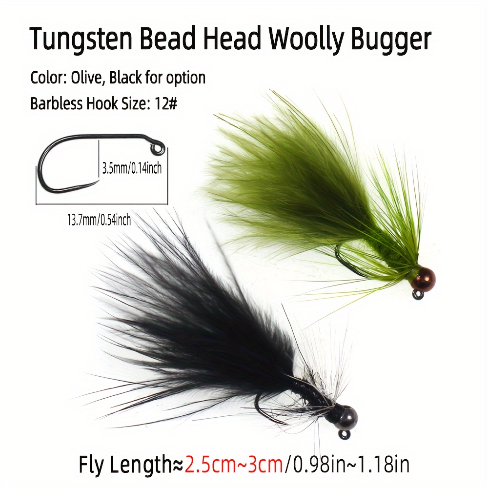 Tungsten Bead Head Woolly Bugger Olive/black Streamers Fly - Temu