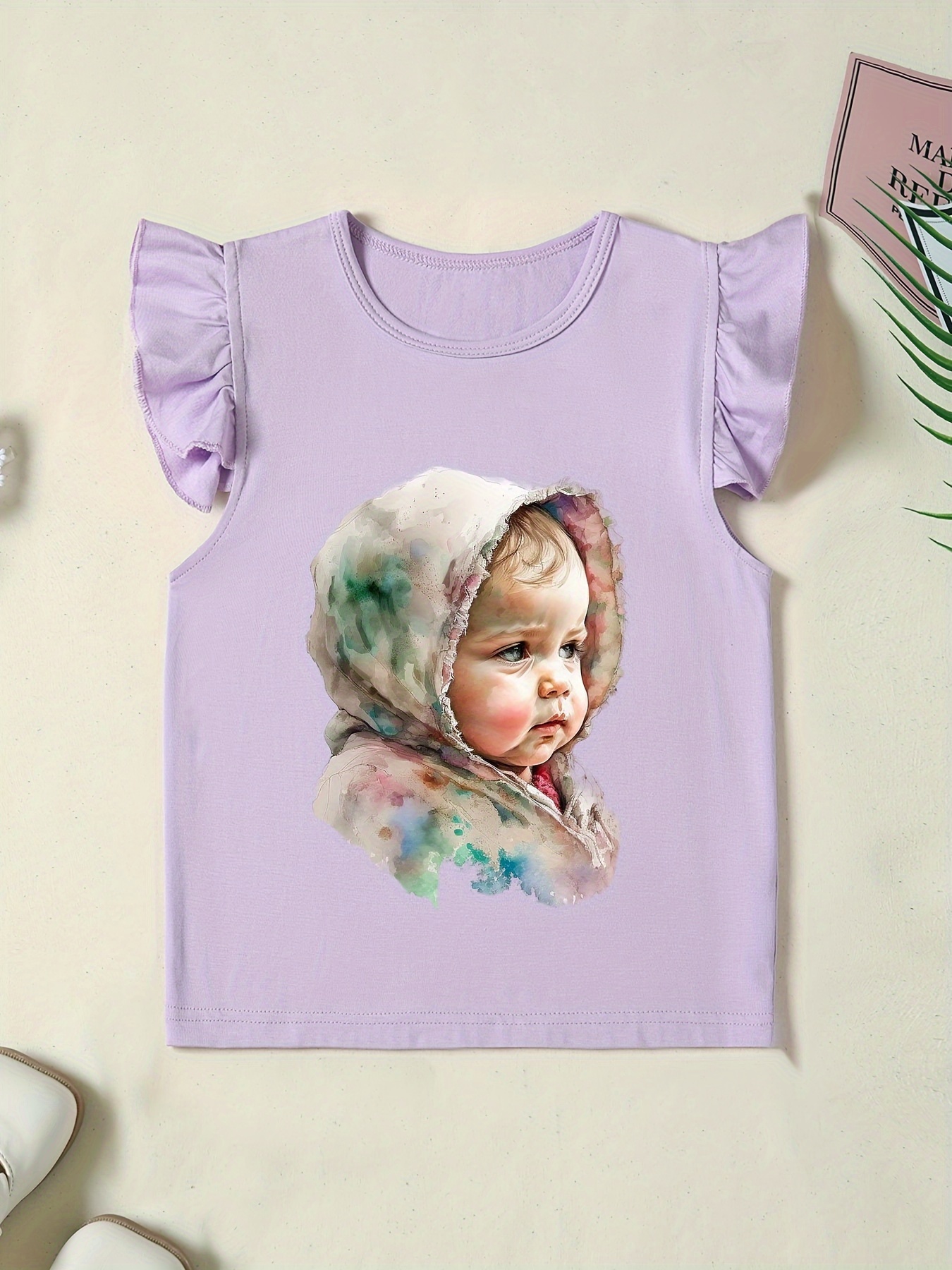 baby graphic print tee baby girls' trendy stylish crew neck Temu