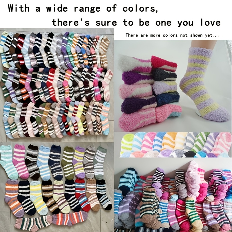 TEMU 5-pair Women's Coral Thermal Socks, Thickened Novelty Style For Autumn/winter, Random Color Assortment