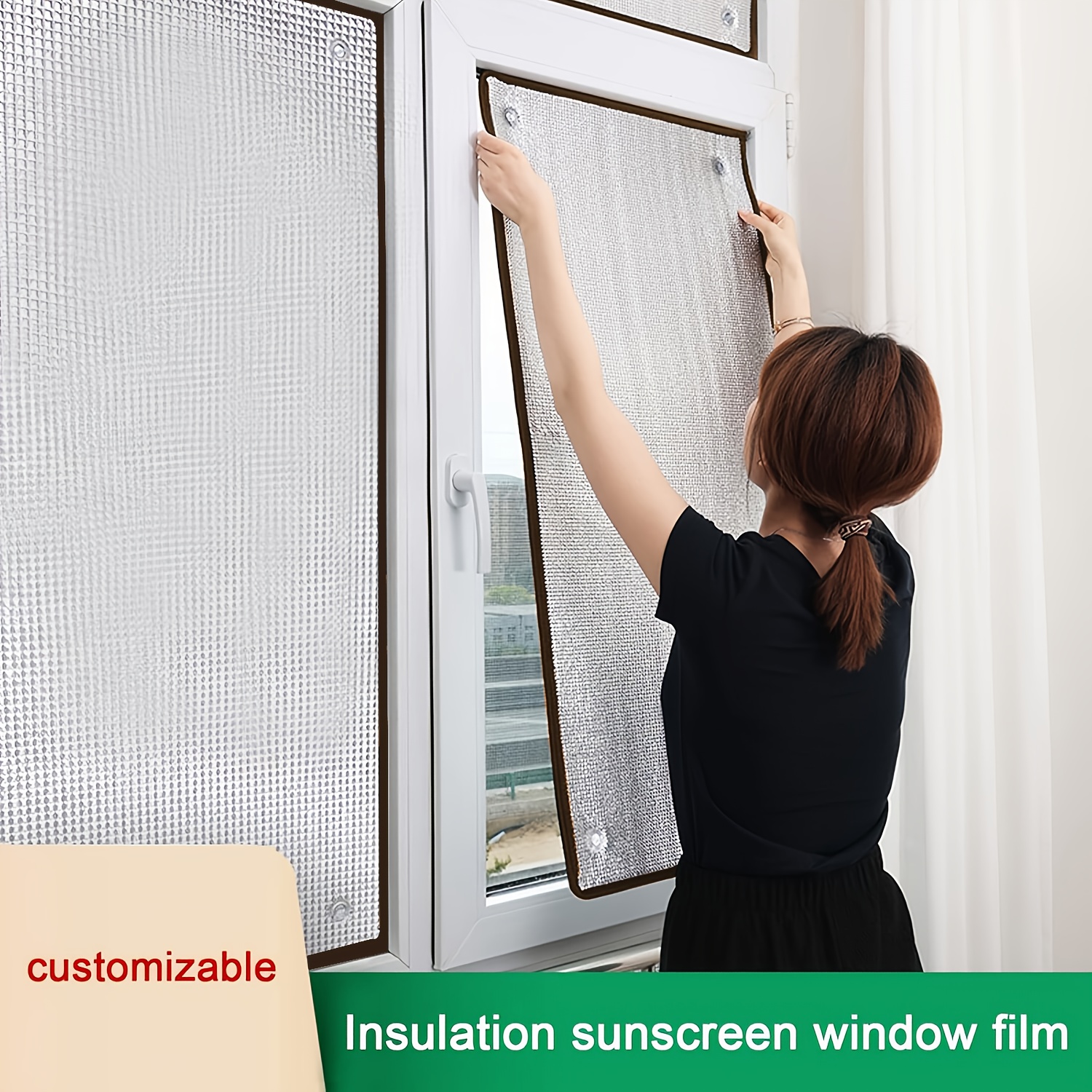 E-shop VANABRI Isolierfolie Anti-Hitzeschutz Sonnenschutz Fensterfolie, Blendfreies Vollschattierungsfolie mit Saugnapf-Fenstern