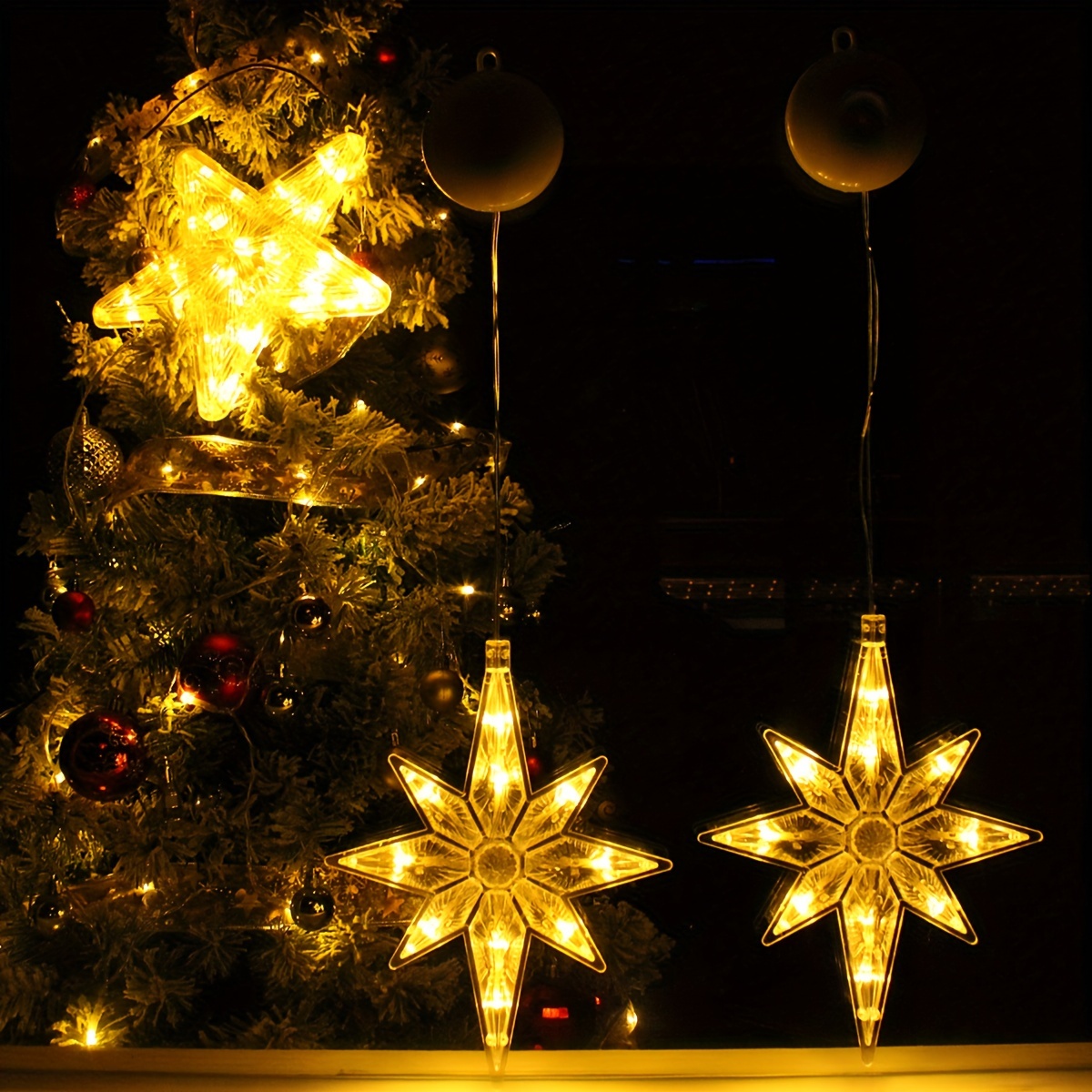 2pcs christmas festival   suction cup string lights curtain lights battery operated window lights christmas decorations bedroom lights spring summer christmas ornaments wedding football theme new year 2026 smart batteries not Product details 0