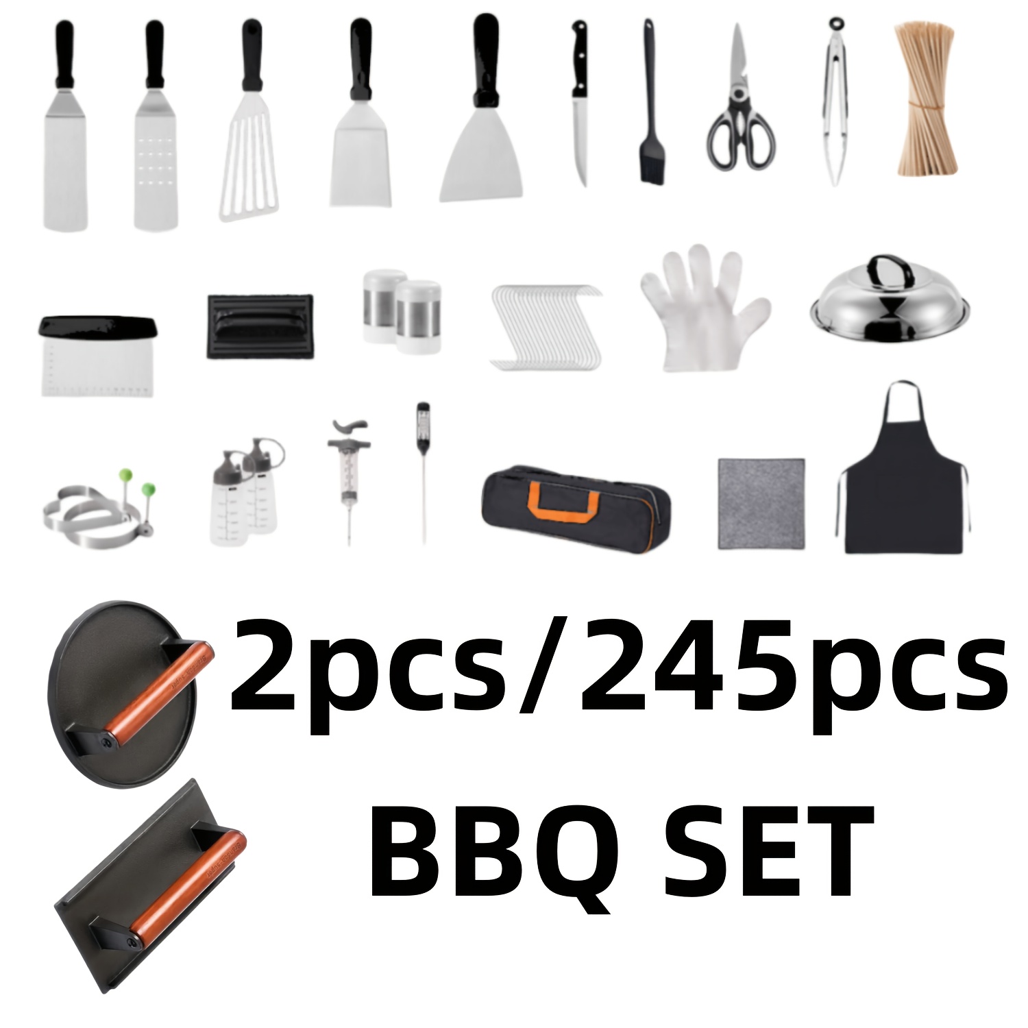 

Perfect Christmas Bbq Set - 245pcs Bake Tray Scraper Set/2pcs Bbq Meat Press Plate Set, Which Is Tool For , As Family And Outdoor Camping, Barbecue, Picnic , Party Barbecue