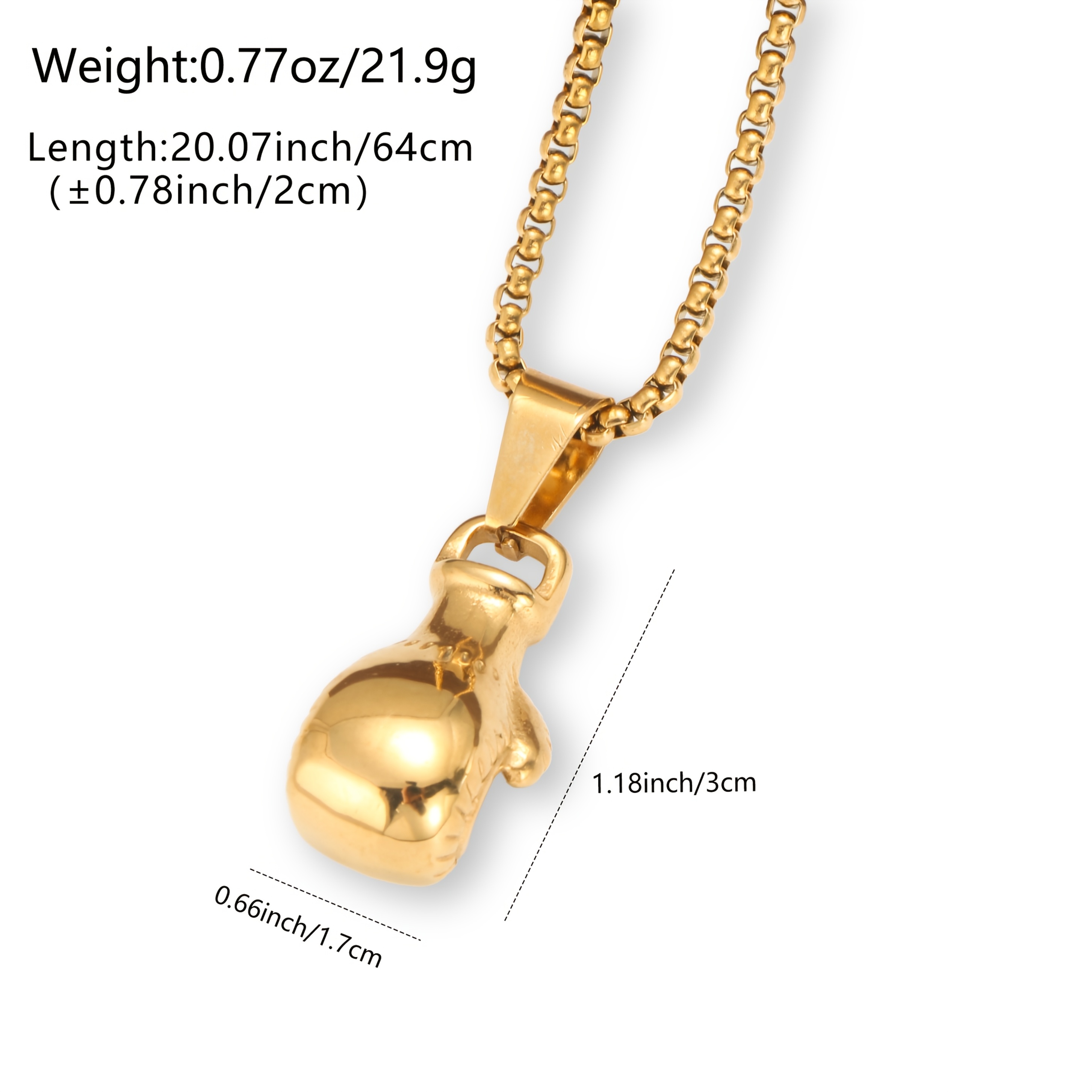 Image of 1pc Golden Polished Boxing Glove Pendant Necklace Men 304l Stainless Steel Hip Hop Sports Fashion Accessory Gift