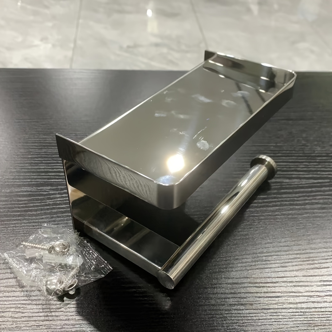Stainless Steel Toilet Paper Holder With Phone Rest And Wall Mounting