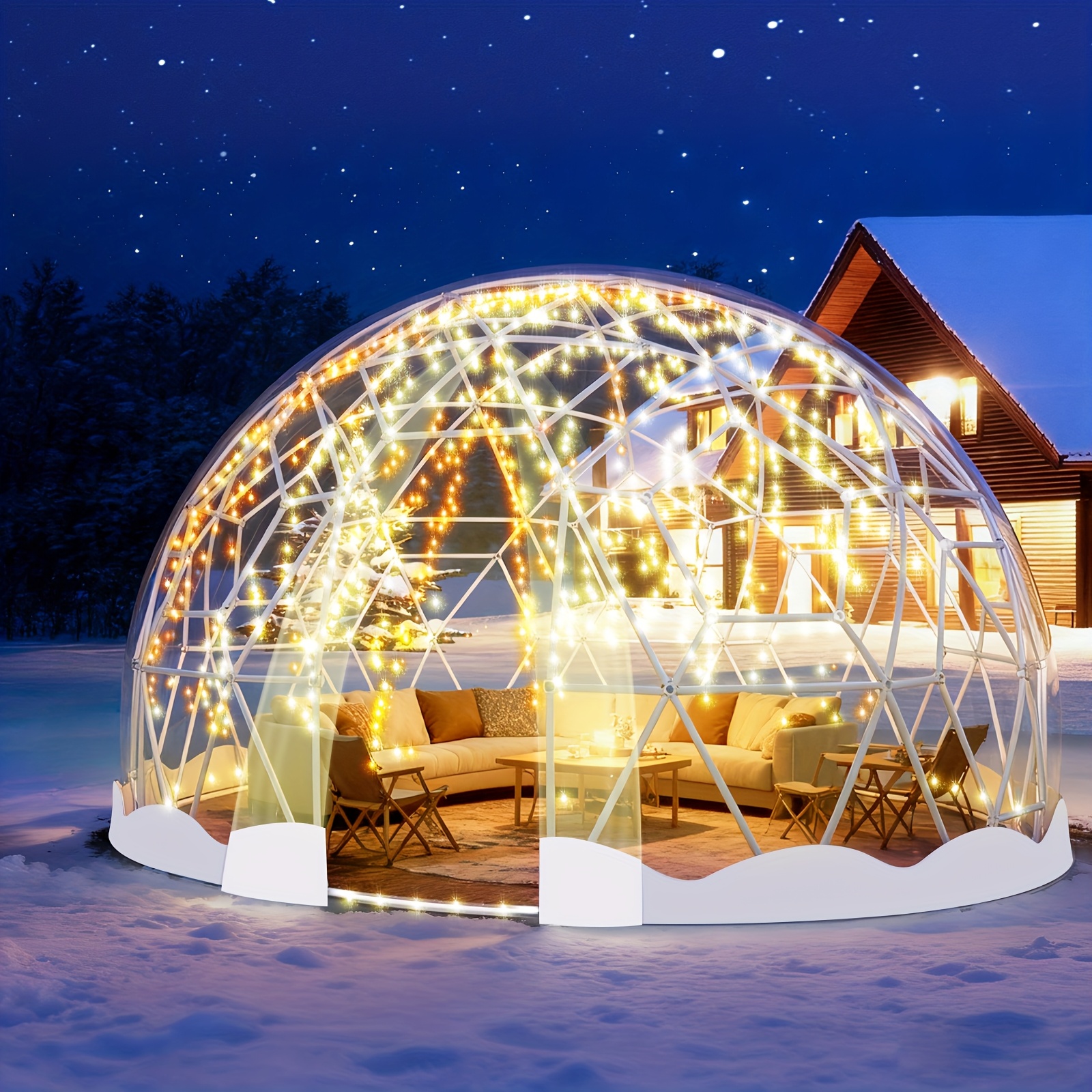Image of 4.6m Garden Dome Tent, Geodesic Dome Greenhouse With Pvc Transparent Cover, Garden Tent House, Patio (, 4.6m)