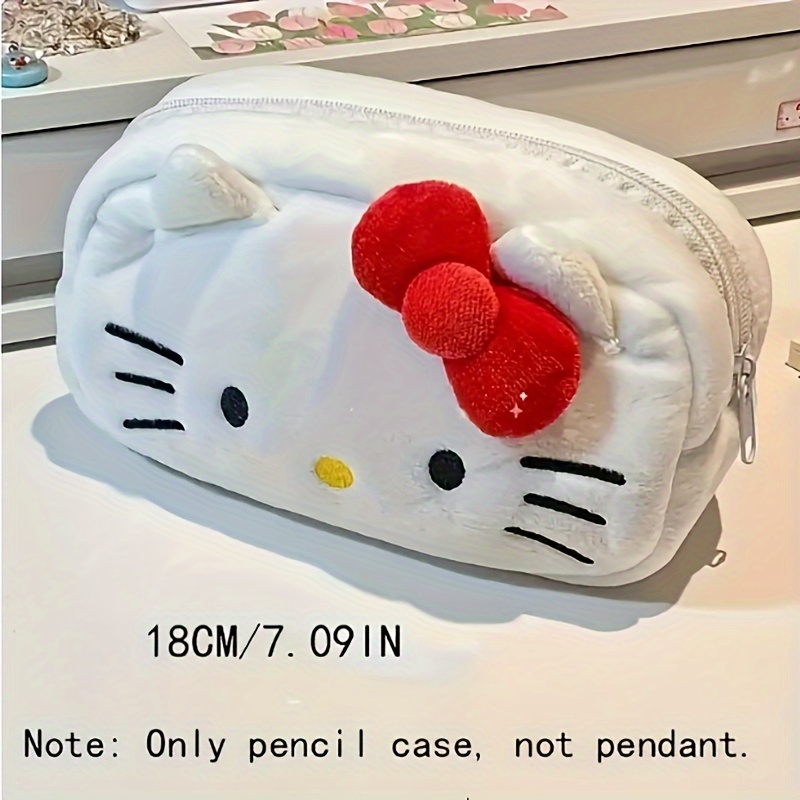 Para amantes de gatitos, estuche de bolígrafo de peluche - Gran capacidad, organizador de papelería de estilo japonés lindo para mujeres, material de flanela suave, perfecto para suministros escolares, uso en la oficina y regalos, organizador de papelería | Diseño juguetón | Cierre de cremallera duradera, bolso de papelería
