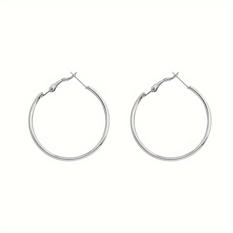 Women's 925 Silvery Circle Earrings, Lightweight