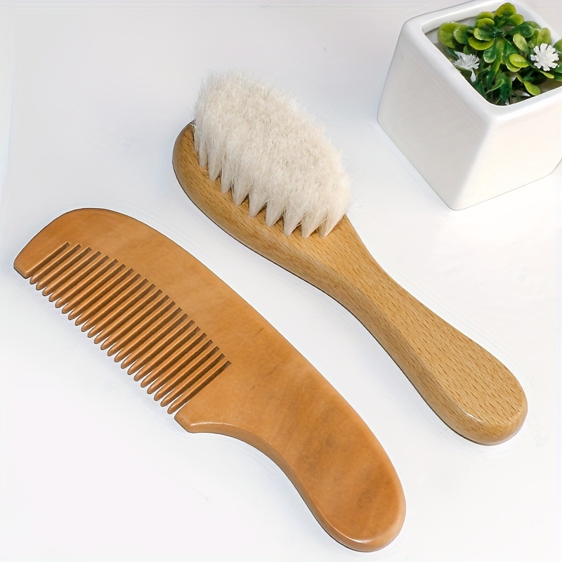 

Ensemble de toilette pour bébé, brosse en laine douce, brosse de lavage des cheveux, massage de bain, peigne en bois, nettoyage de bébé, saleté des cheveux