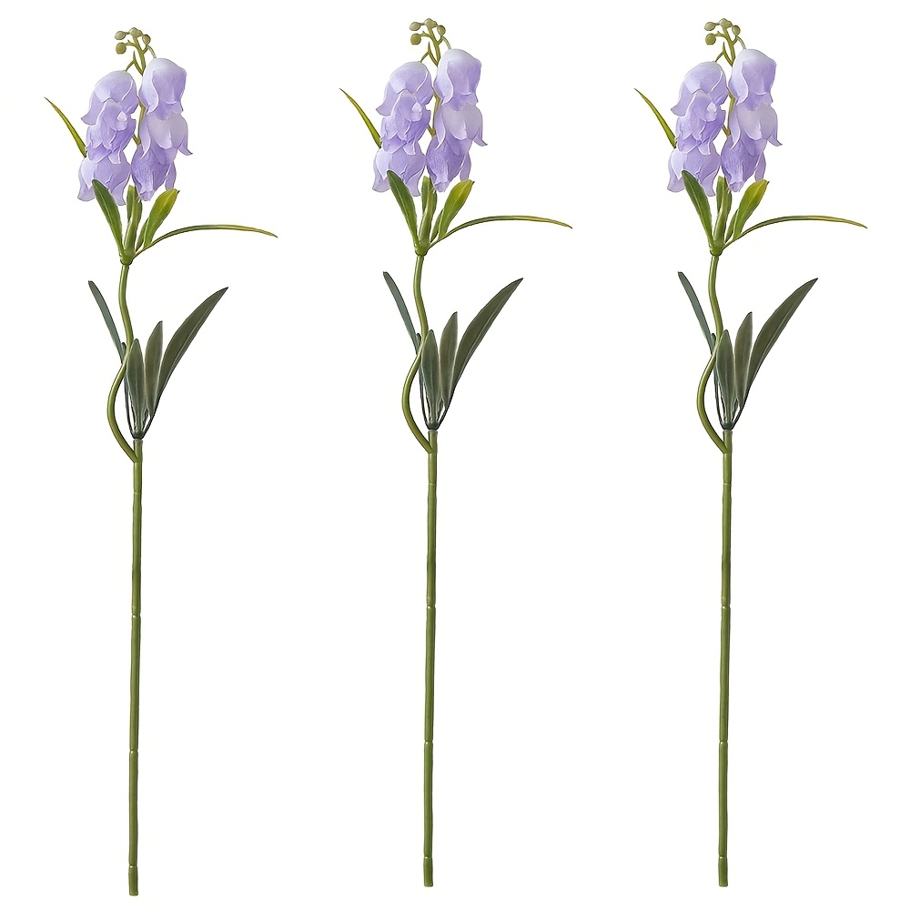 Image of 3pcs Artificial Lily Of The Valley Faux Bell Flowers Wind Chime Orchid Wedding Bouquet Lily Of The Valley Plant May Flower For Home Garden Wedding Party Home Decor