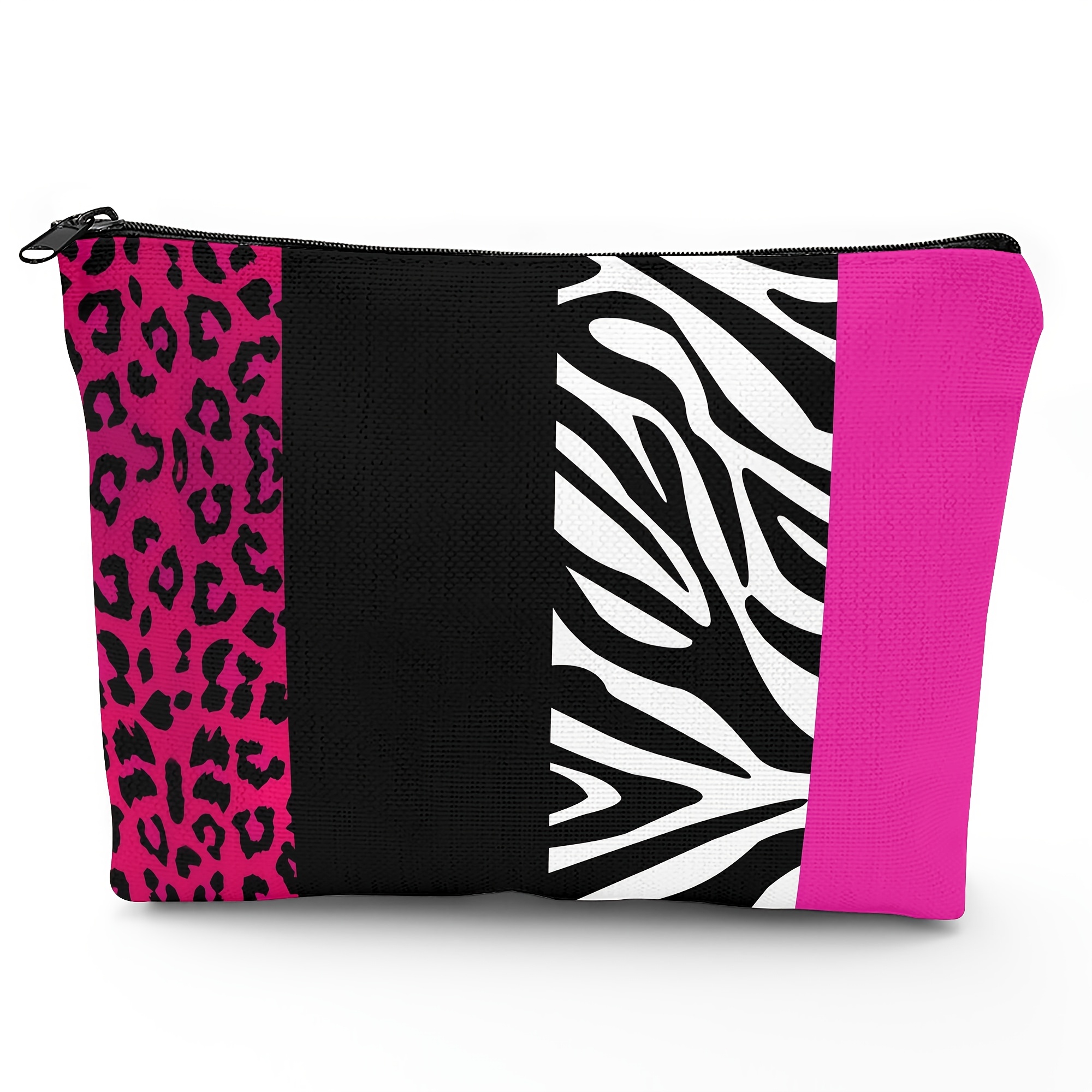 TEMU Borsa per trucco con stampa e leopardata��Design animalier con scomparto per rossetto e pennelli, adatta per piccoli cosmetici. Accessorio con