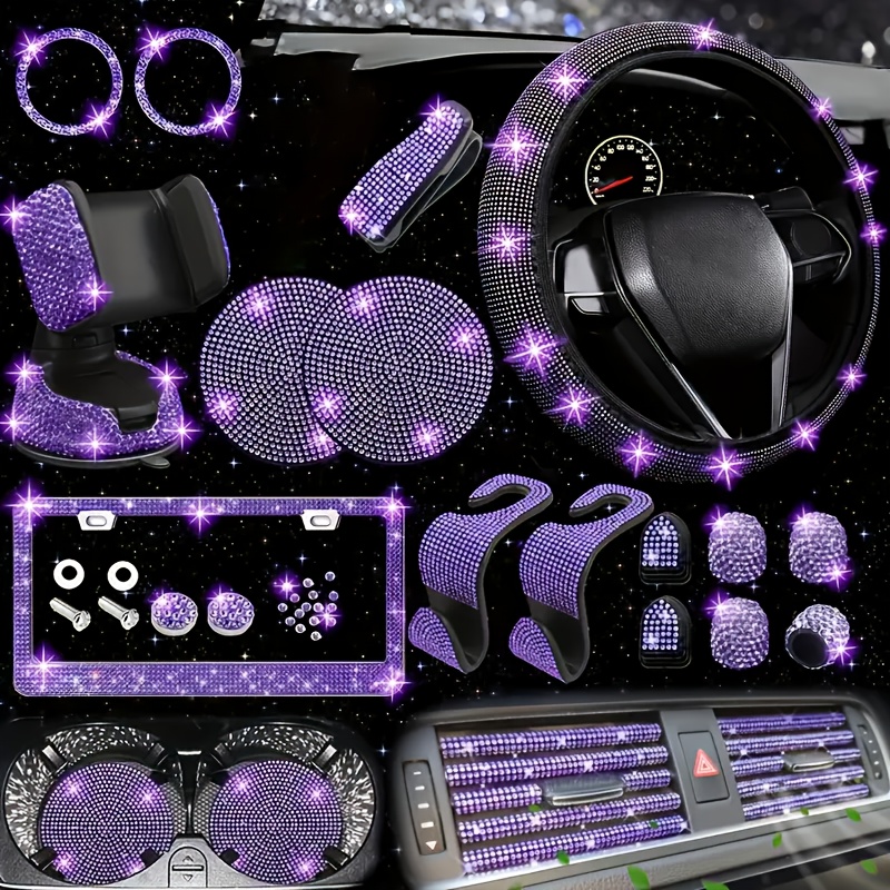 26pcs of diamond-encrusted interior car accessories