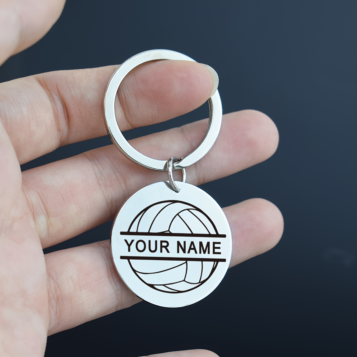 TEMU 1pc Personalized Name Volleyball Keychain Made Of Stainless Steel, A Perfect Gift For Volleyball Enthusiasts