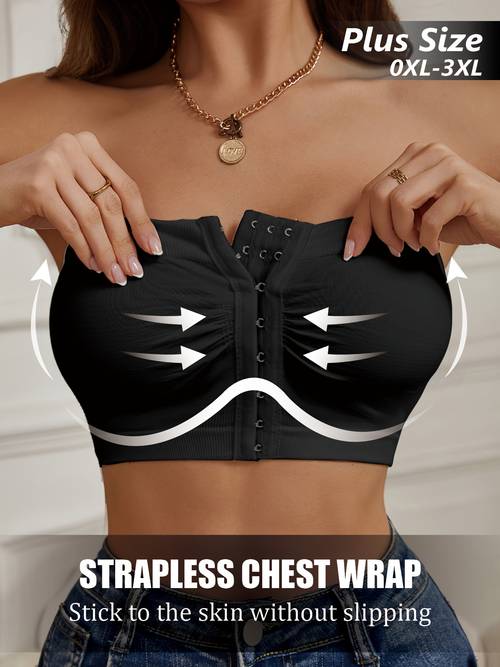 1pc esselegance plus size strapless seamless push up bandeau tube bra wire free non slip design high stretch breathable fabric for backless dresses lingerie fit for women strapless push up bra backless dress accessory sleek silhouette no underwire support
