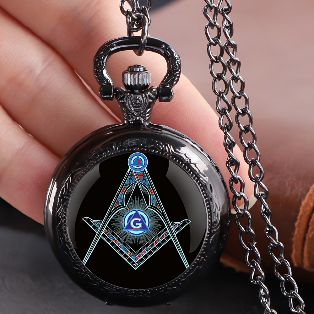 relógio de bolso vintage freemason masonic   mason g quartz com colar pendente e corrente, presente de joalharia steampunk para homens e mulheres detalhes 0