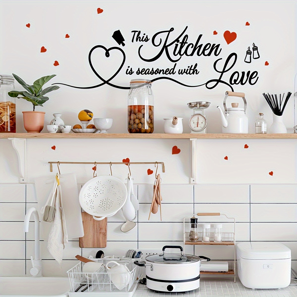 

heartfelt" Romantic Kitchen Wall Sticker - Easy Peel & Stick, Removable Pvc Decor