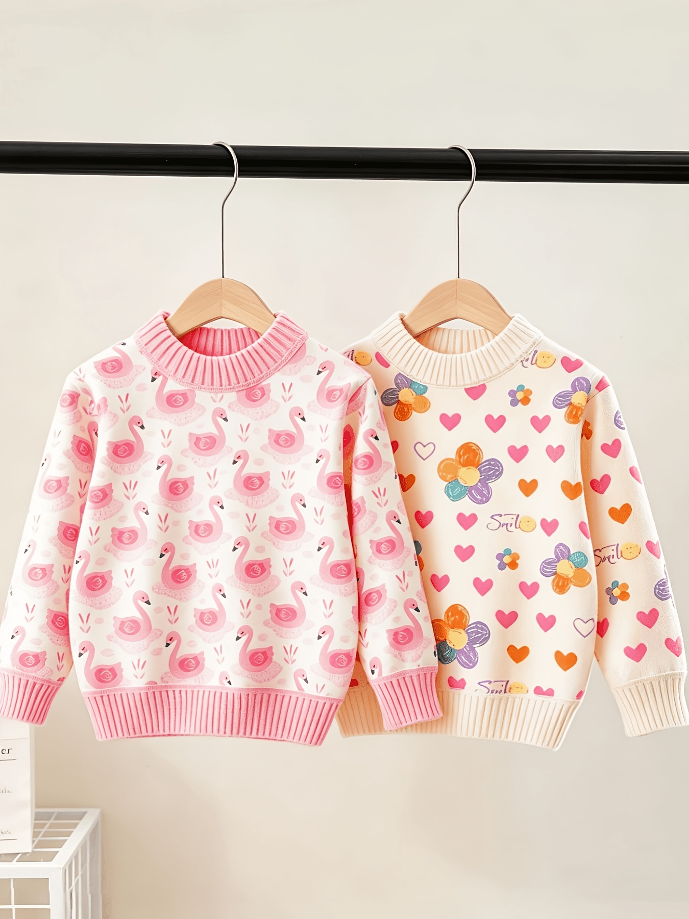 Fall Winter 2pcs Set Plush Print Knit Cardigan