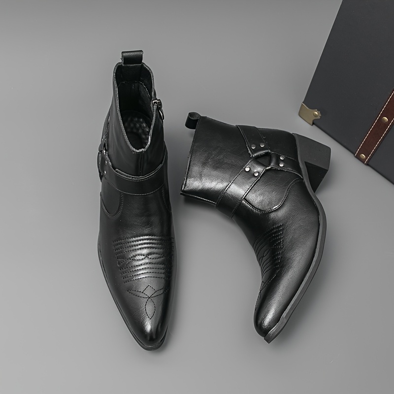 item picture mens fashion pointed toe high heel boots casual versatile business chelsea boots mens footwear suitable for daily wear business and work