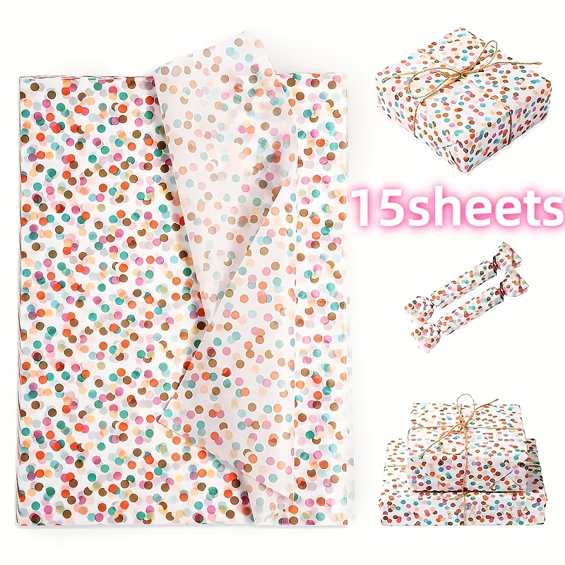 E-shop 15 Stück Bunte Polka Dot Geschenkpapier, 20 x 14 Zoll - für Ostern, Halloween, Weihnachten, Hochzeiten, Feiertage, Geburtstage, Blumenstrauß und