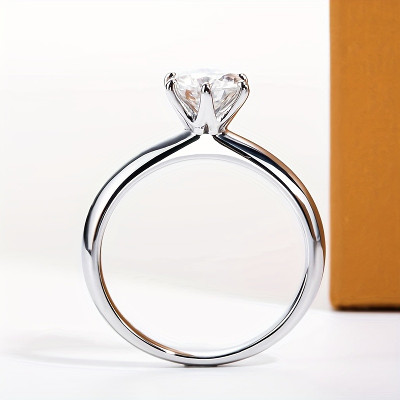 Round Cut Synthetic Gemstone Engagement Ring Glitter Style Bridal Wedding Ring