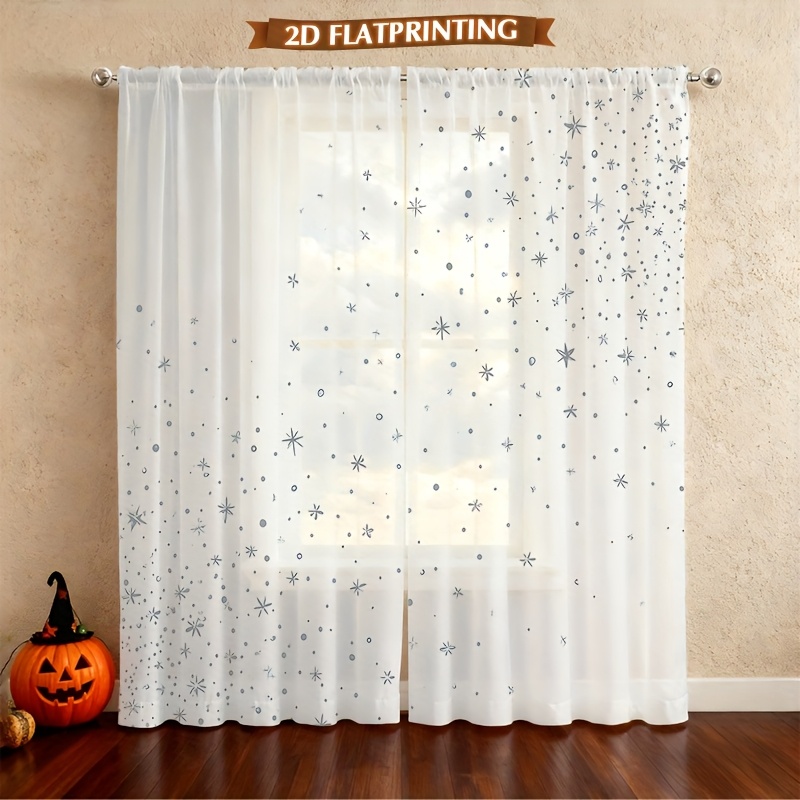 TEMU 2pcs Elegant Window Curtains - Semi- Filtering Window Drapes With Design, Rod Pocket Hanging, Machine Washable Polyester Window Treatments For