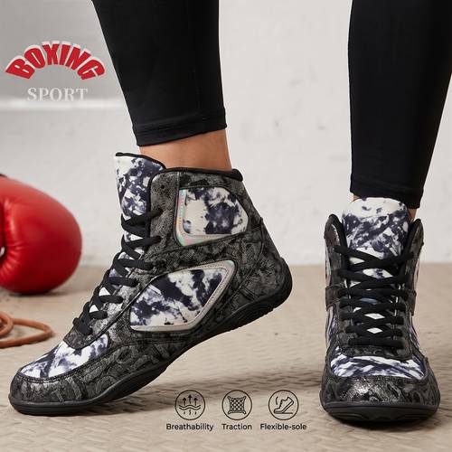 professional boxing training shoes lightweight breathable sole lace up top sneakers suitable for indoor fitness gym workouts athletic footwear