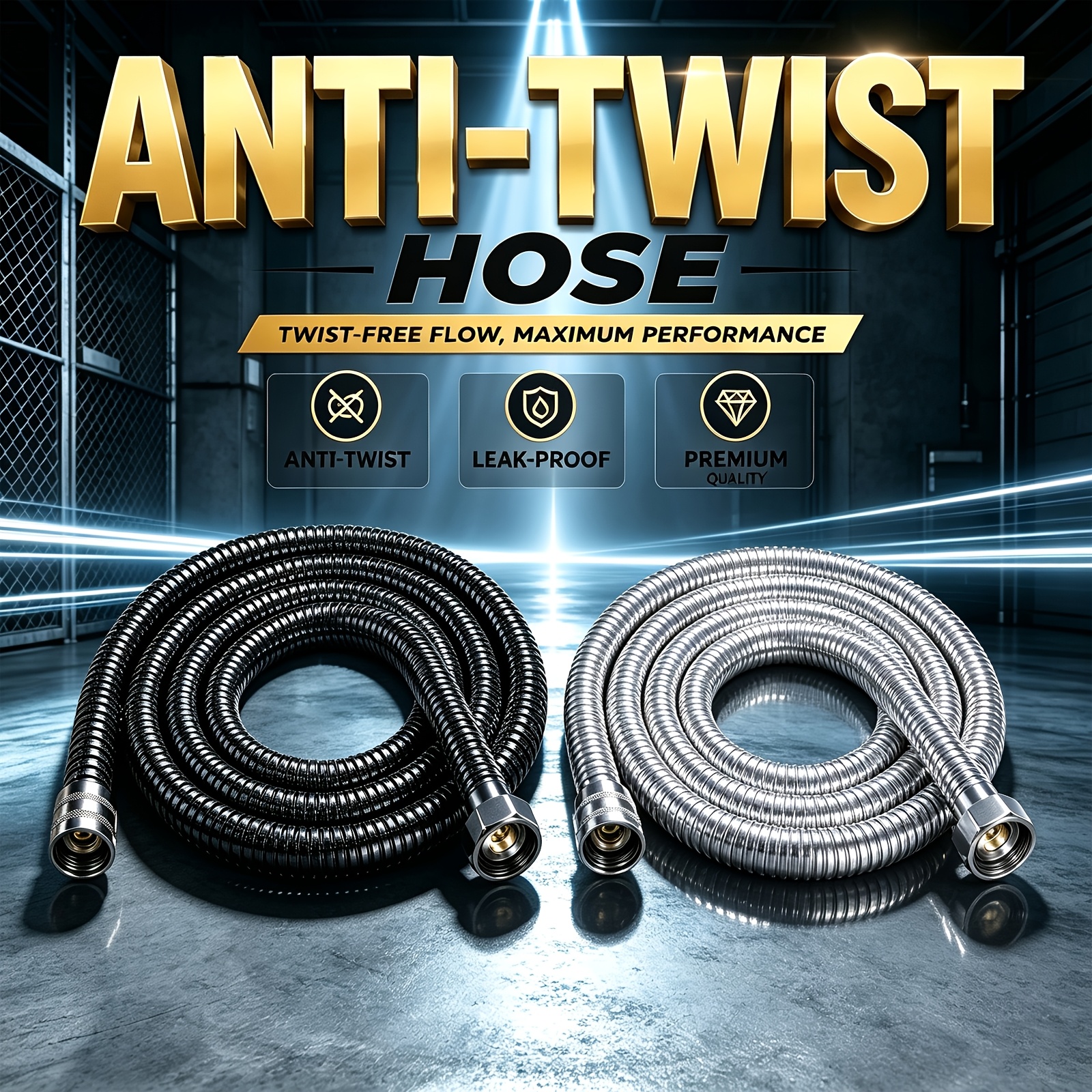 Flexible Anti-Twist Shower Hose, Leak-Proof Replacement Pipe