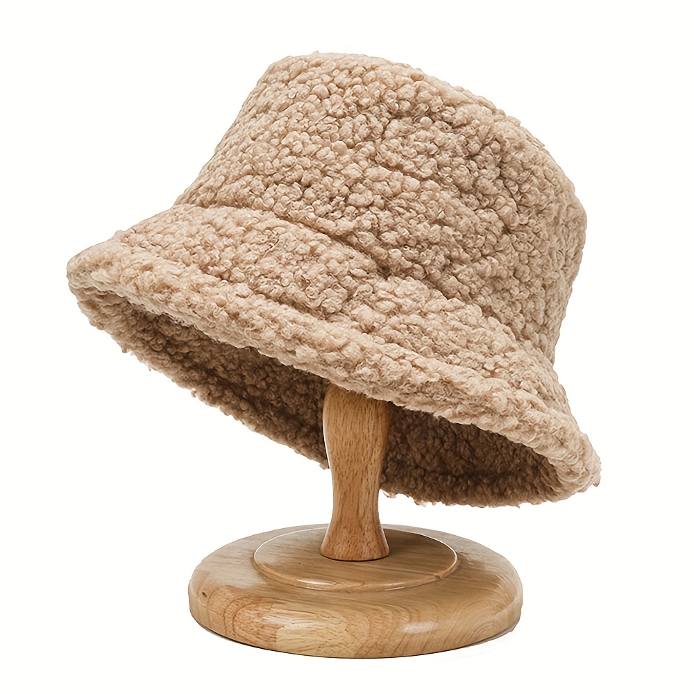 1pc Unisex Plush Bucket Hat - Warm Suitable For , , Casual Daily Use, Hand Washable Style Hat