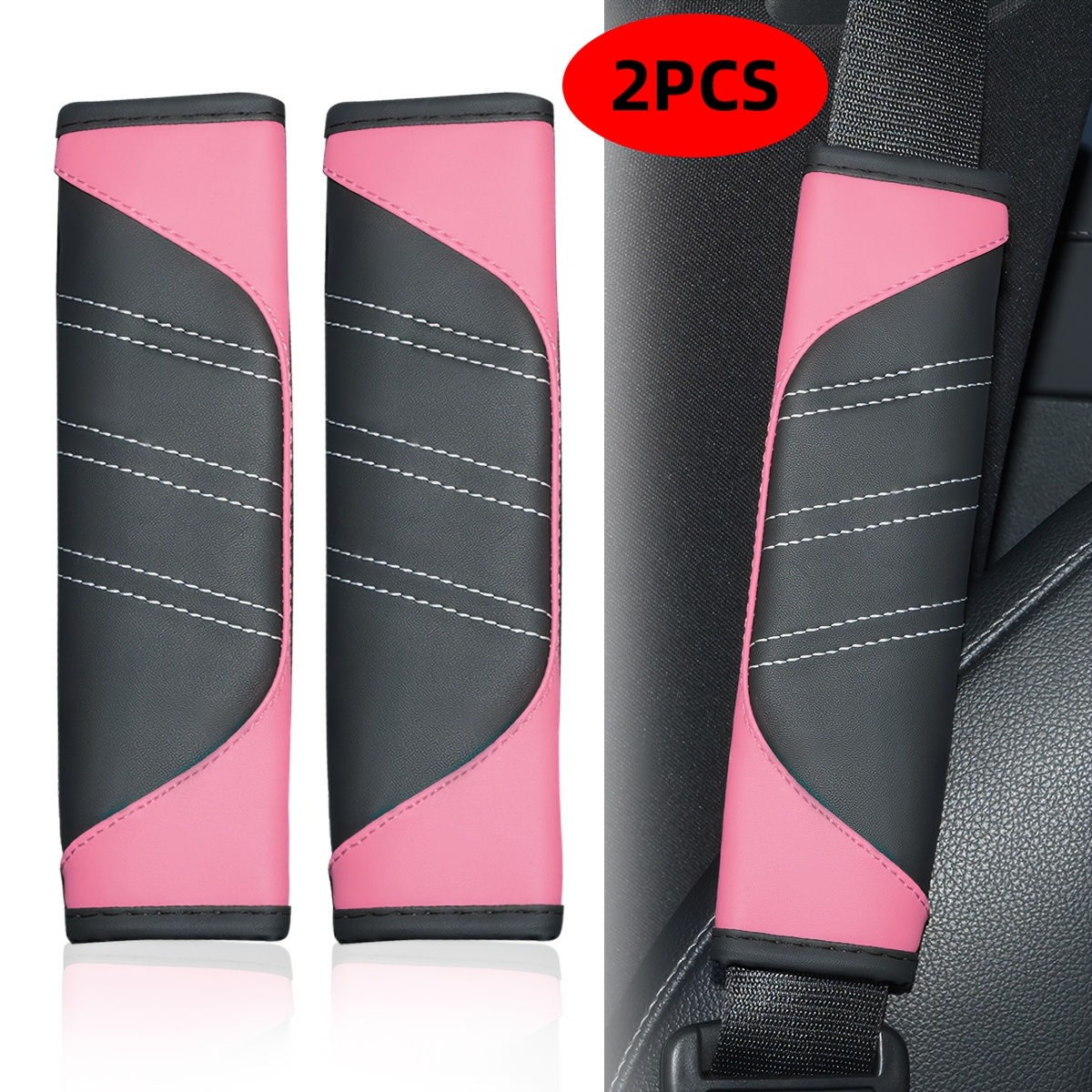 TEMU Nuevas 2 piezas de Fundas Protectoras para Cinturón de Seguridad, Acolchado de , Protectores de Cinturón de Seguridad Universales en Cuero PU,