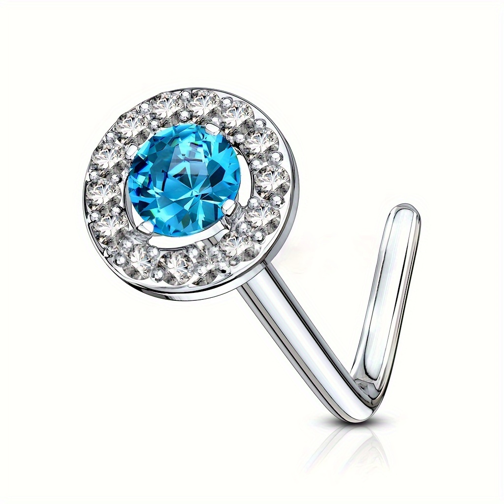 Image of 1pc Colorful Round Synthetic Zirconia Minimalist Nose Ring Nose Stud Fashionable Niche Luxury With Multiple Synthetic Zirconia Nose Jewelry Daily Nose Piercing Body Piercing Jewelry Dating Gift Daily