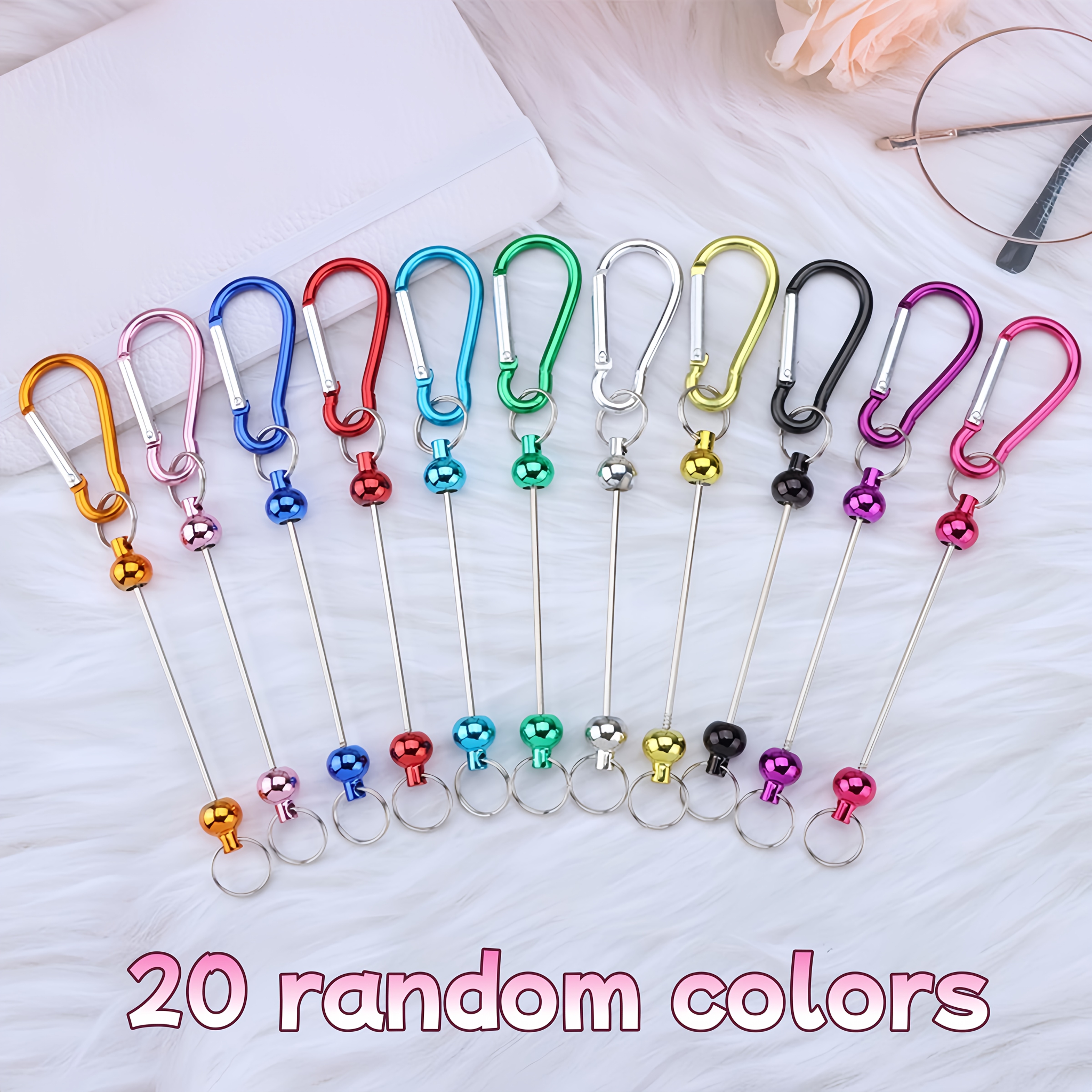 Image of 20pcs Selling Key Chain Outdoor Leisure Accessories Carabiner With Random Beads