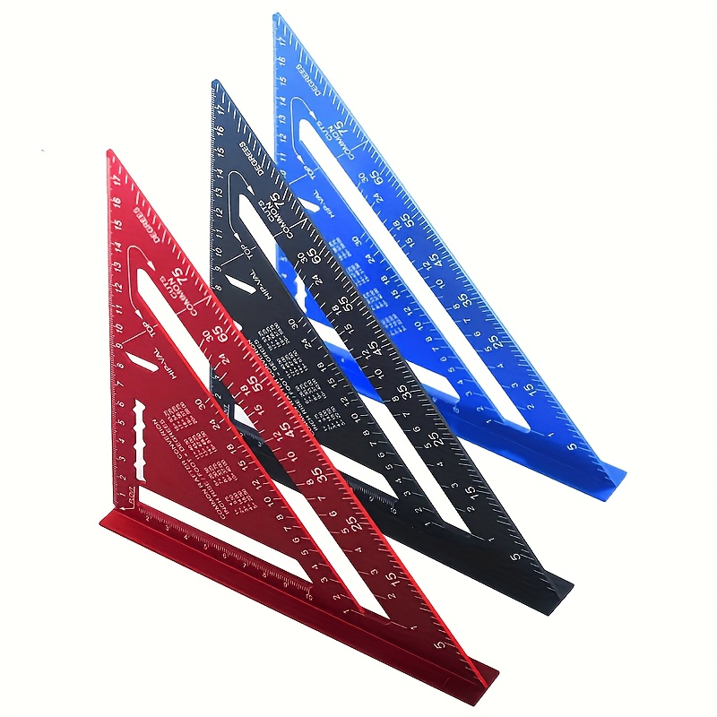 Precision Woodworking Square - Red Triangle Ruler with Serrated Edge for Accurate Measurement, Home Improvement And Design Projects, Ideal Woodworking Tool Random Color