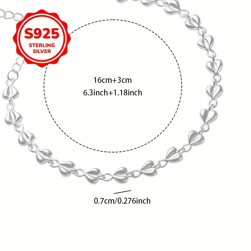 925 Silver Heart Shaped 3D Chain Bracelet