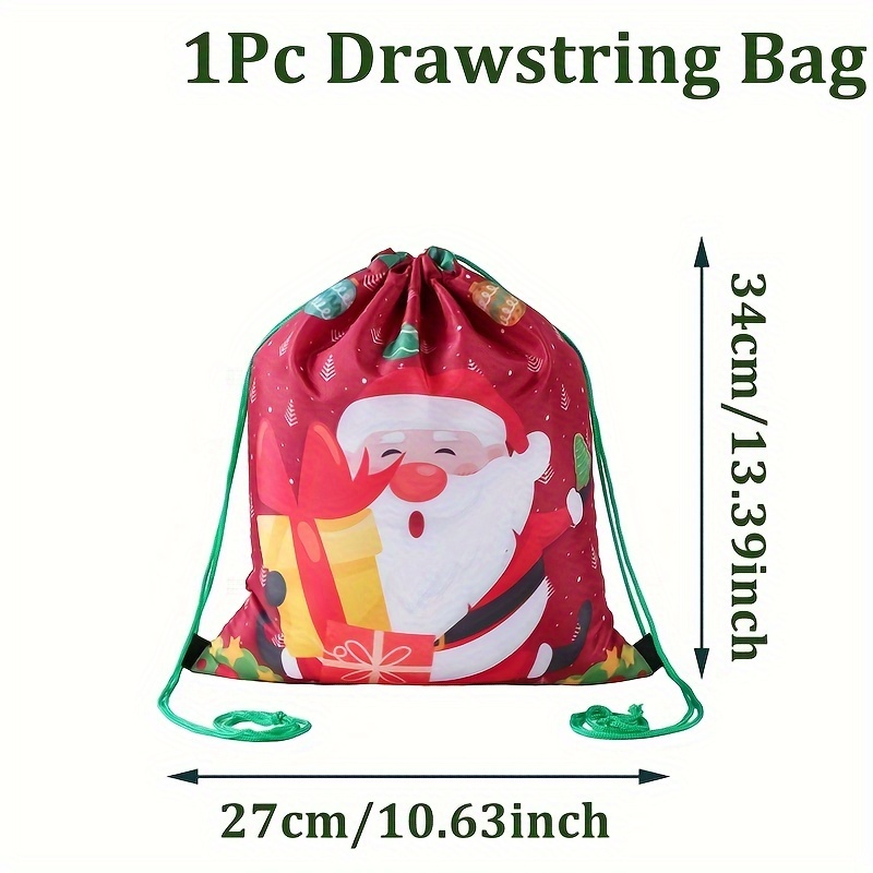 Single Christmas Drawstring Backpack, Festive Drawstring Bag, Storage Bag For As A Christmas Gift, Holiday Bag For Candy Wrappers For Party Favors