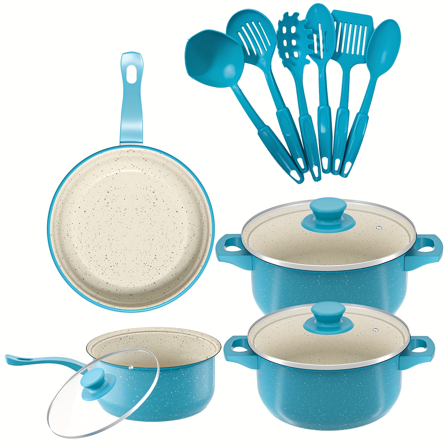 13pcs deluxe non stick cookware set pans for outdoor sets kitchen utensils essentials     and meal preparation kitchen cookware gifts for   easter gifts details 1