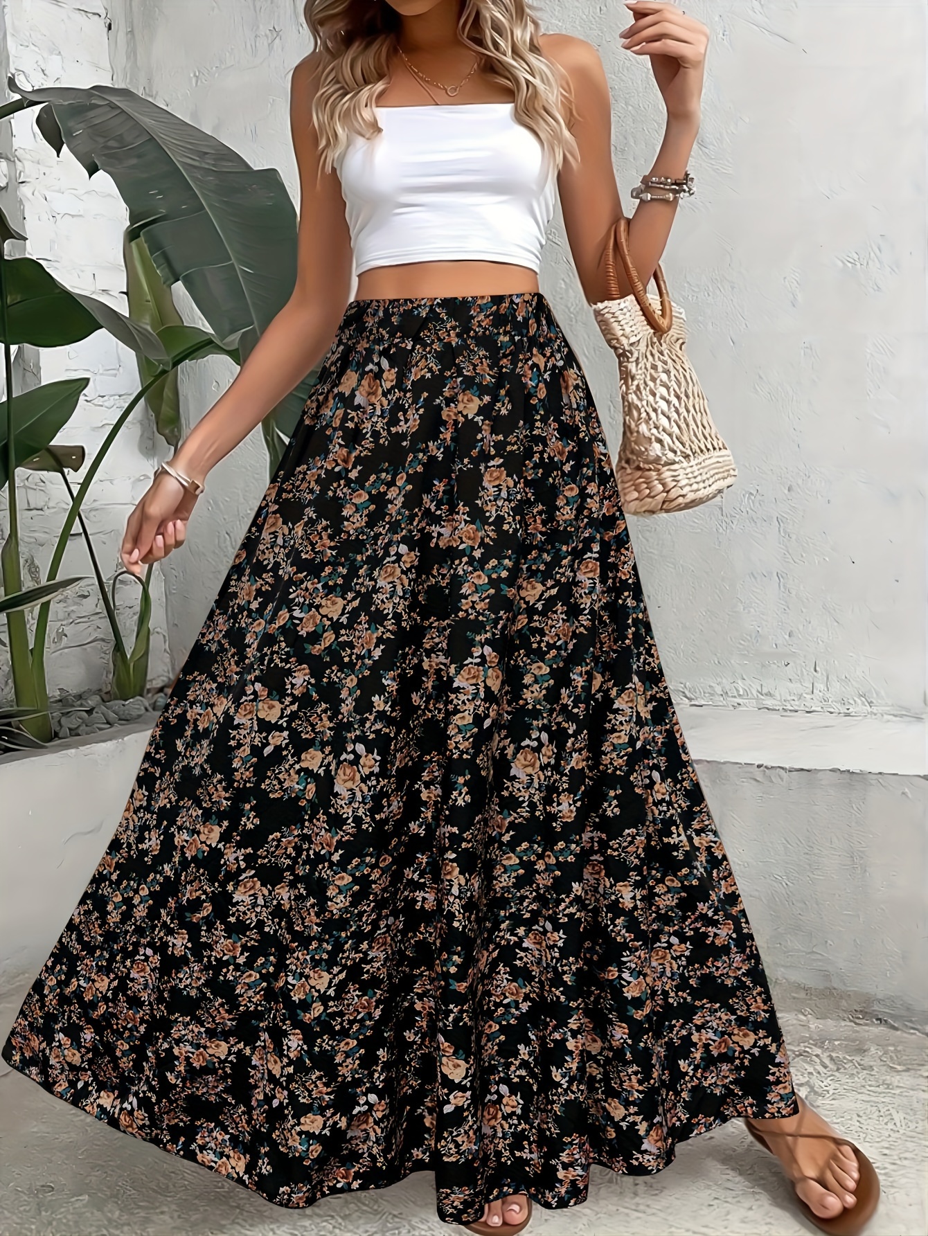 Floral Skirt Set Shein Maxi Skirts Long Floral Skirt Sold On Temu